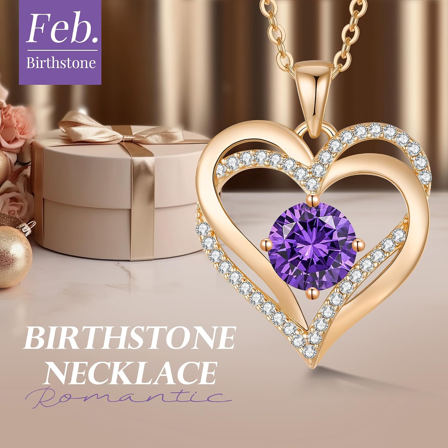 Detalle de LOUISA SECRET Love Heart Birthstone Necklace 17.7"