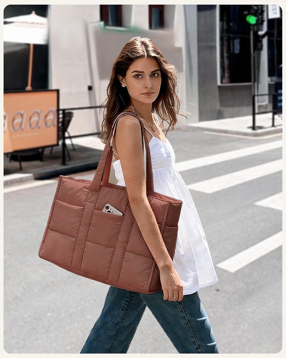 Thumbnail 1 de oscaurt Large Tote Bag Puffy Handbag for Women: 20L, 16 Pockets, Water-Resistant