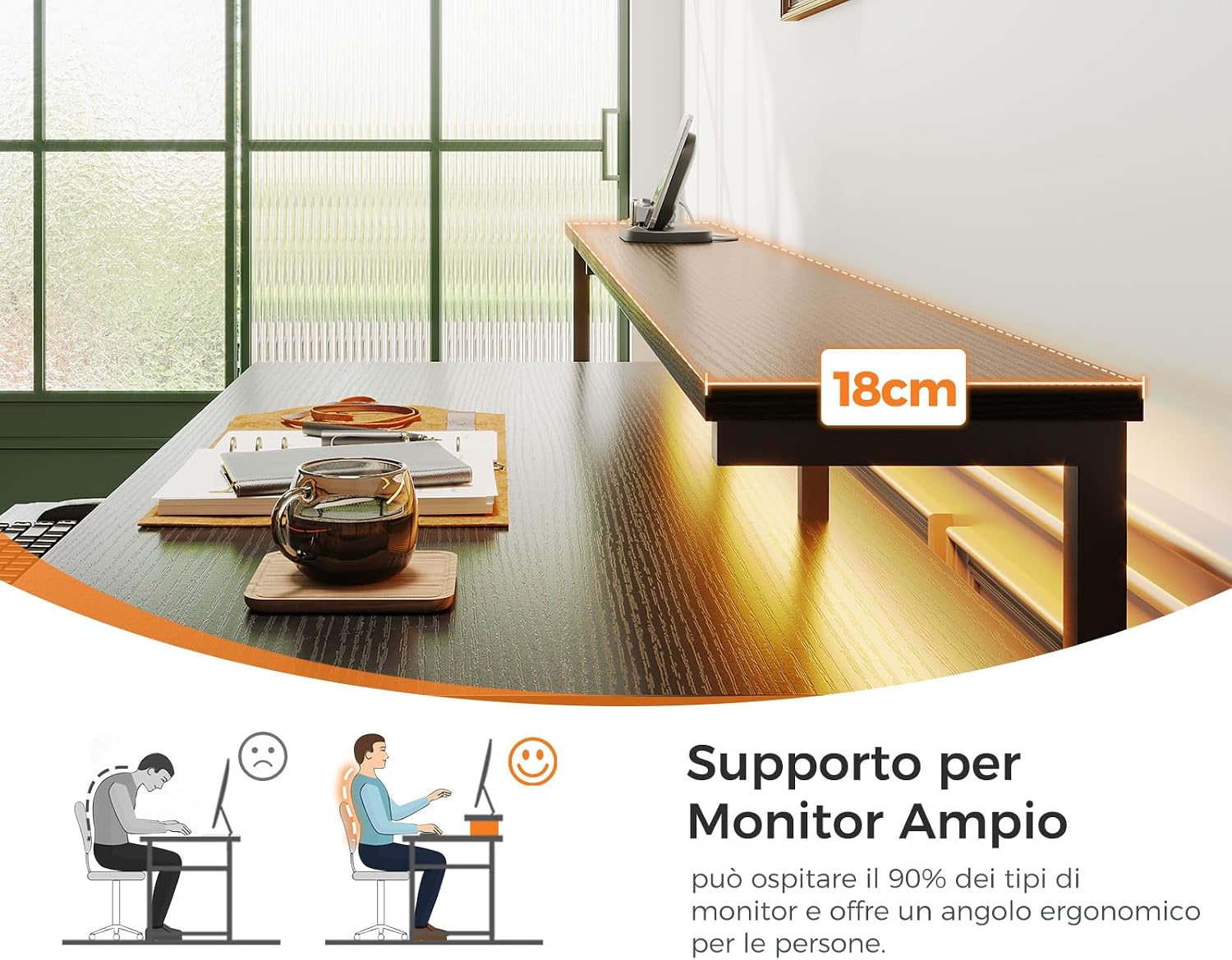 Thumbnail 6 de Coleshome Scrivania Gaming con LED e Prese - 140x48 cm, cassetti in tessuto, vassoio tastiera e supporto monitor