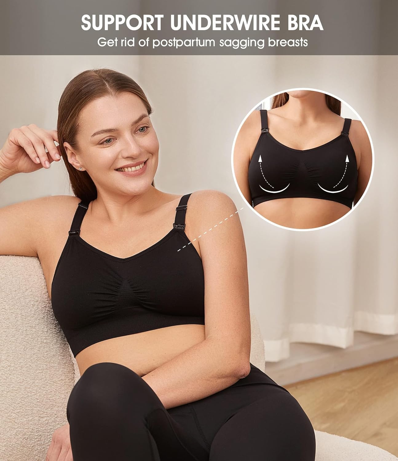 Thumbnail 4 de HOFISH 3-Pack Full Bust Seamless Nursing Maternity Bras Bralette (S–XXL) with Extenders & Clips