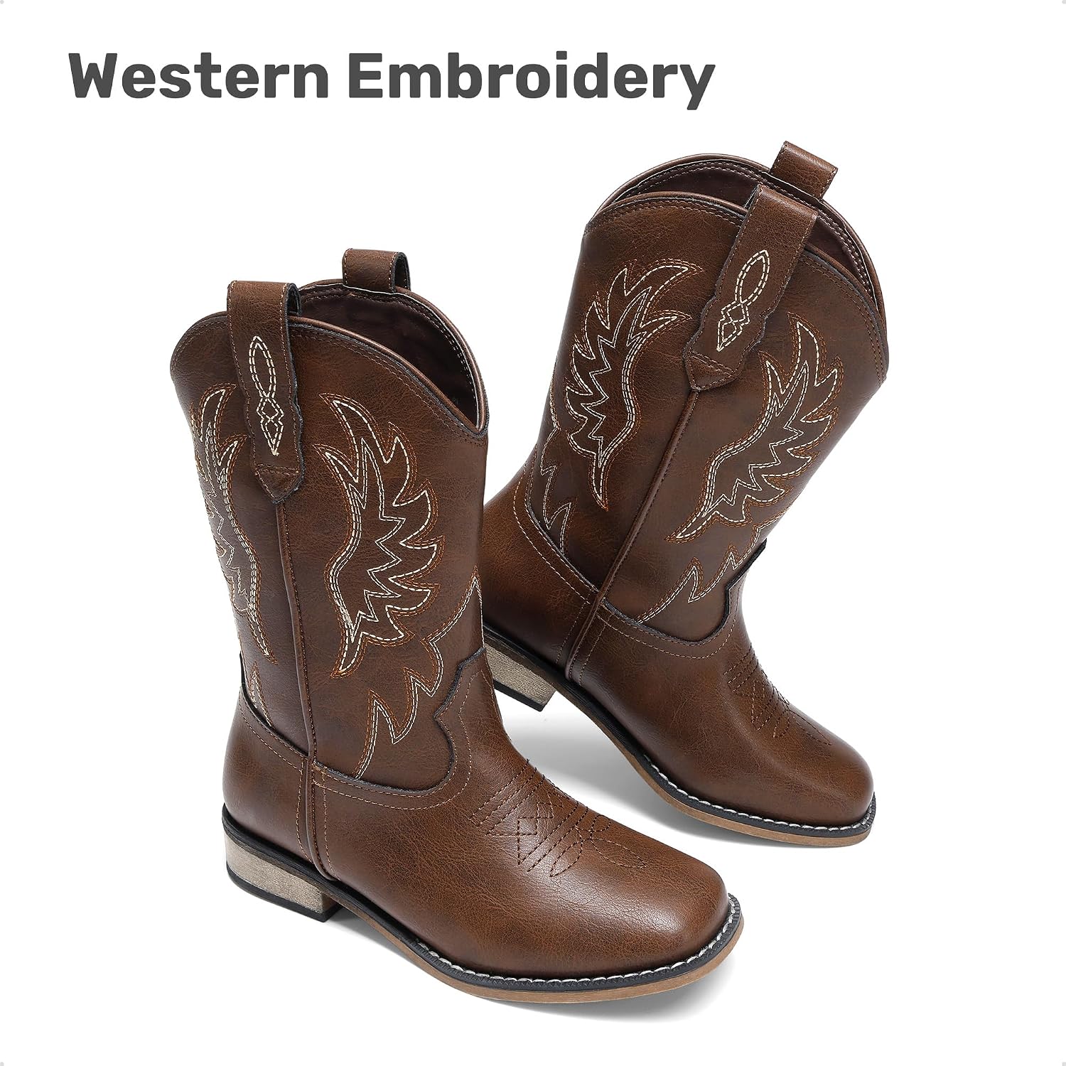 Detalle 1 de DREAM PAIRS Kids' Cowboy Boots, Square Toe