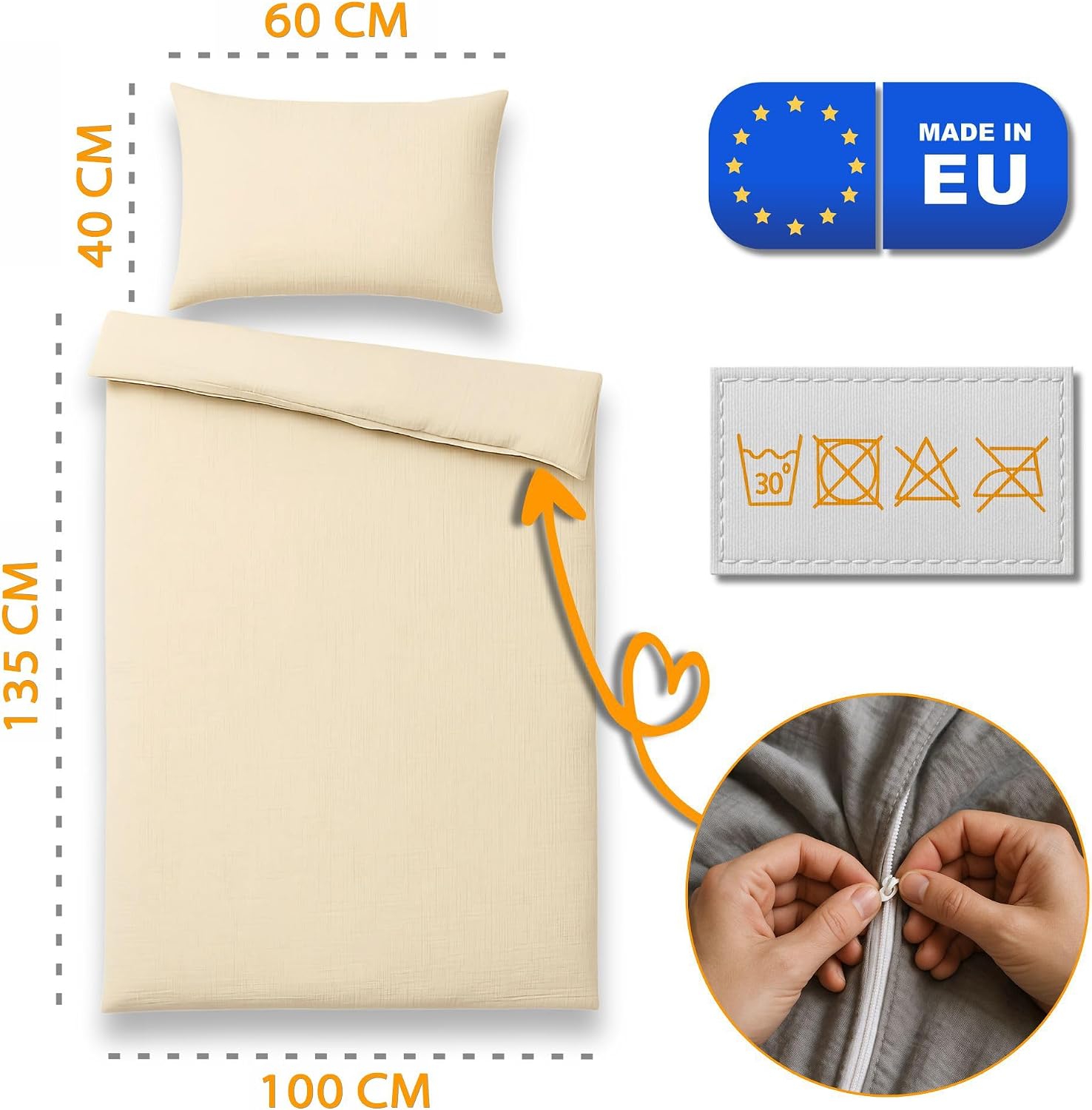 Thumbnail 2 de Totsy Baby Mousseline : housse de couette enfant 90x120 cm en coton et taie assortie (Oeko-Tex)