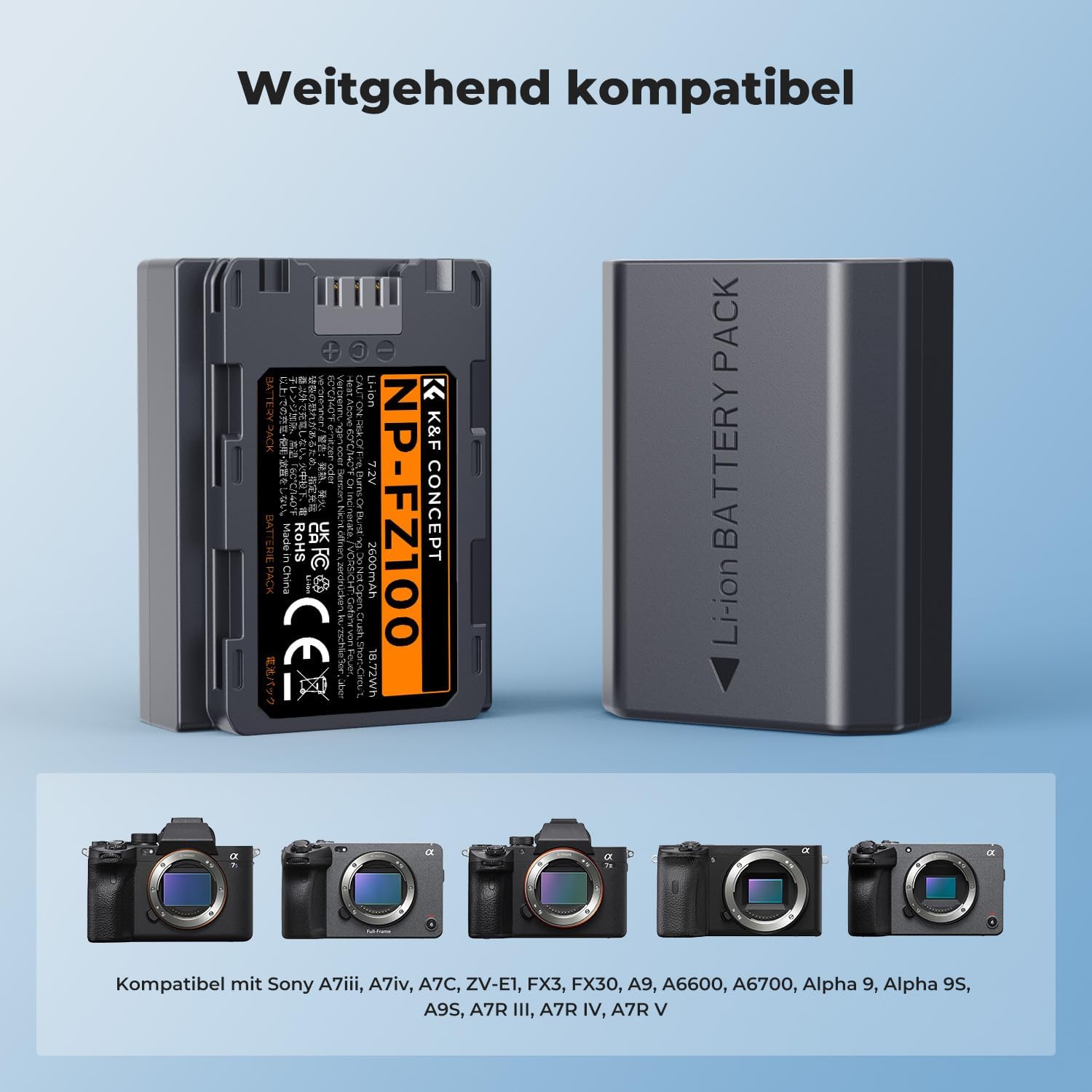 Detalle 2 de K&F CONCEPT NP-FZ100 2600mAh Akkus