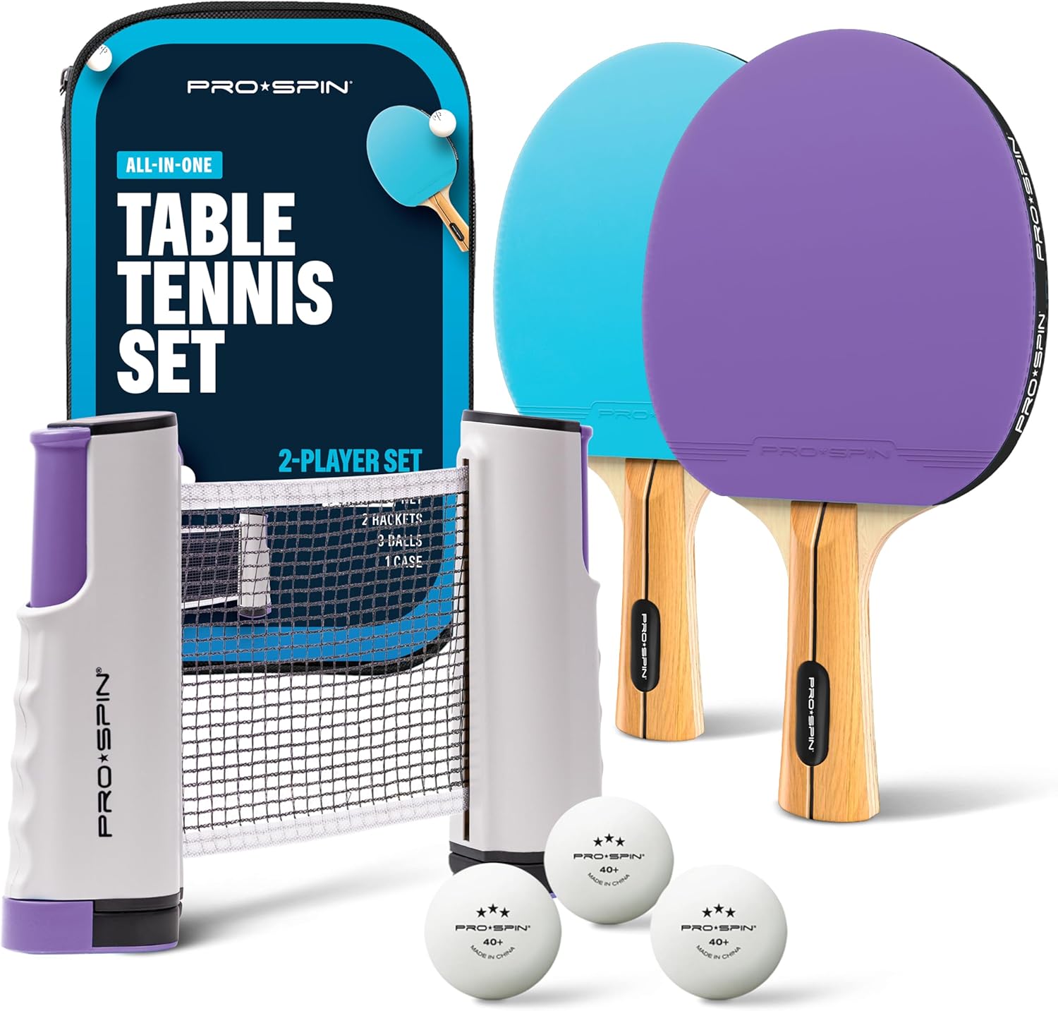 Thumbnail 6 de PRO-SPIN Portable Table Tennis Set (Retractable Net, Storage Case, 3-Star Balls)