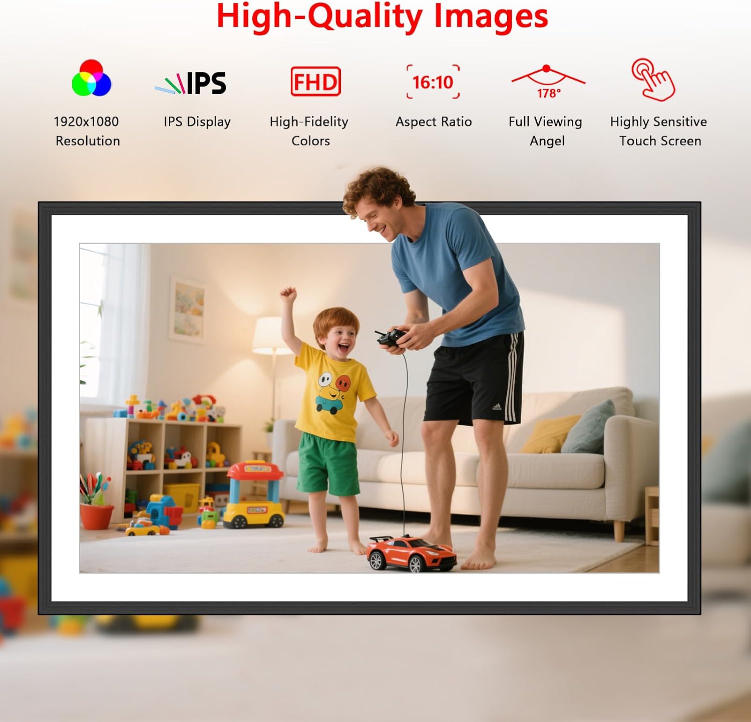 Thumbnail 2 de moonka 15.6-Inch Frameo Wi-Fi Digital Picture Frame, 1080p IPS Touchscreen