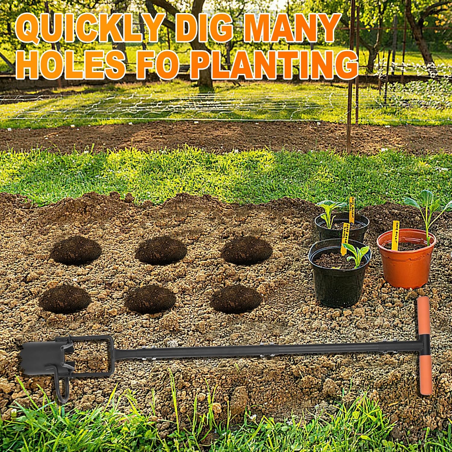 Thumbnail 3 de BARAYSTUS Bulb Planter Tool 5 in 1: una piantatrice da giardino a stelo lungo in acciaio al carbonio
