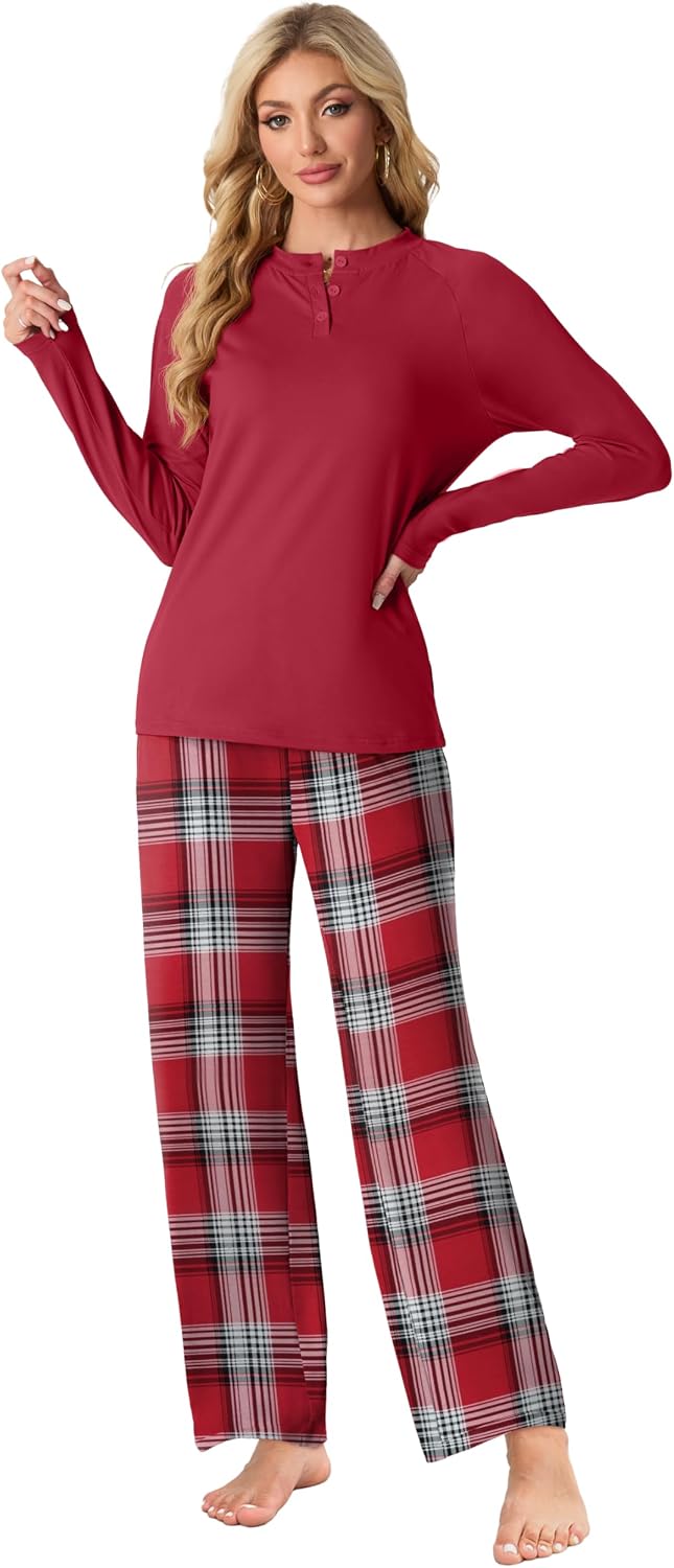 Thumbnail 2 de VINTATRE Womens Pajama Set, 2-Piece Knit PJs with Long Sleeves and Pockets