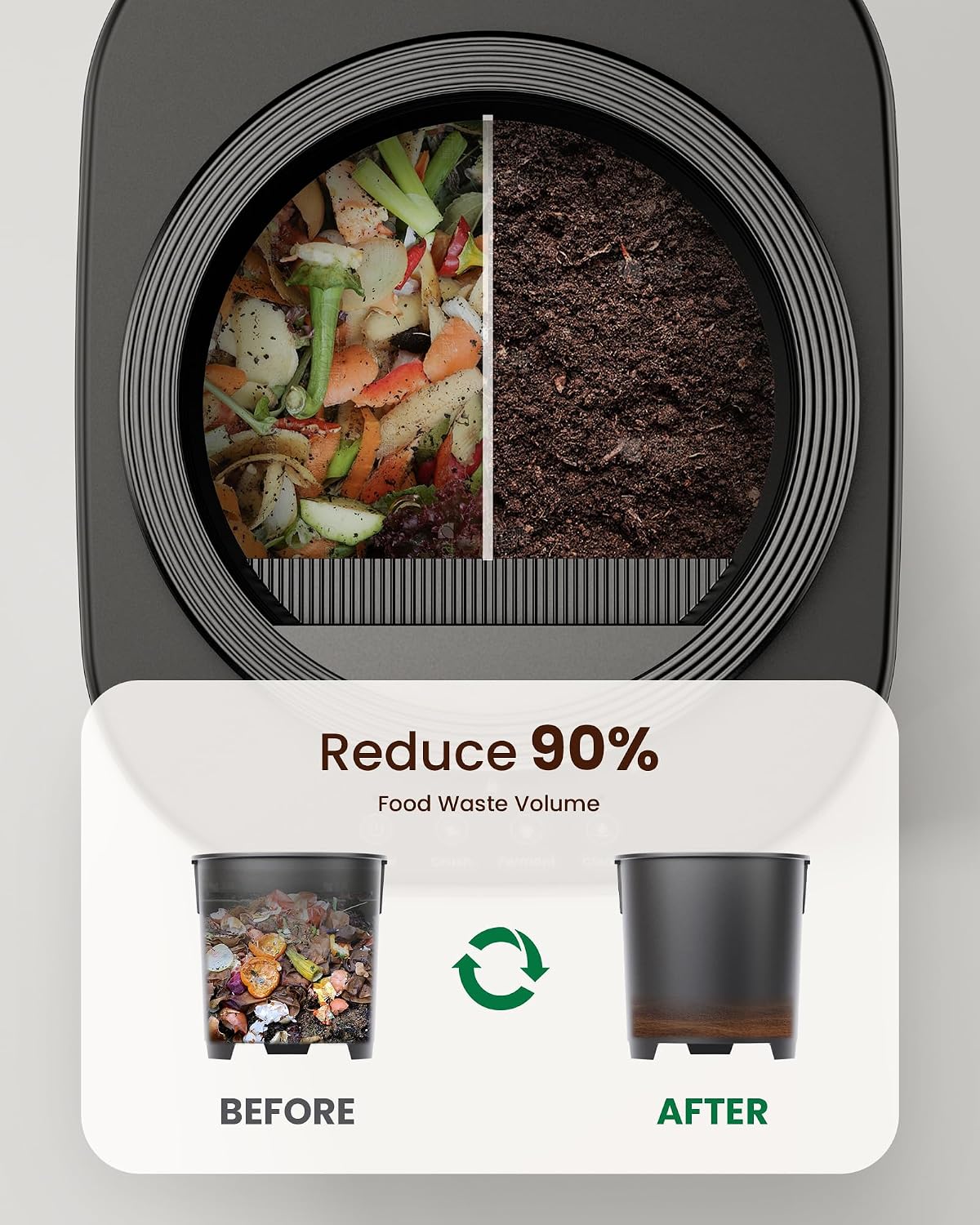 Thumbnail 6 de Ouaken 4L Electric Composter for Kitchen (Smart Countertop Compost Bin) — Odorless, Low Noise, Auto-Cleaning, Black