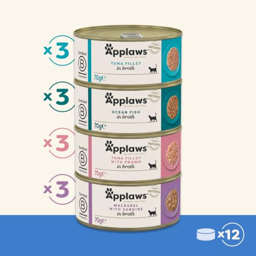Thumbnail 4 de Applaws Natural Wet Cat Food: Fish Selection in Broth, 70 g Tin, Pack of 12