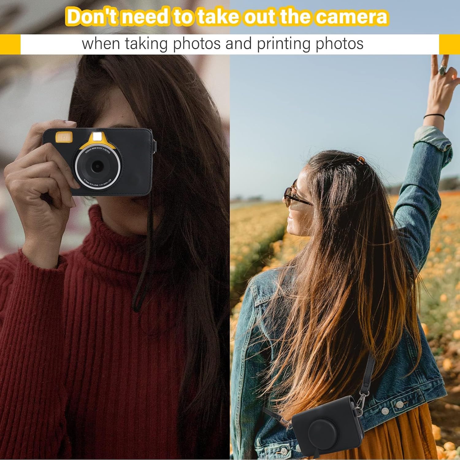 Thumbnail 4 de Rieibi Mini Shot 2 Retro Case (New Version) – PU Leather Protective Case for Kodak C210R Mini Shot 2 Retro 2-in-1 Camera/Printer
