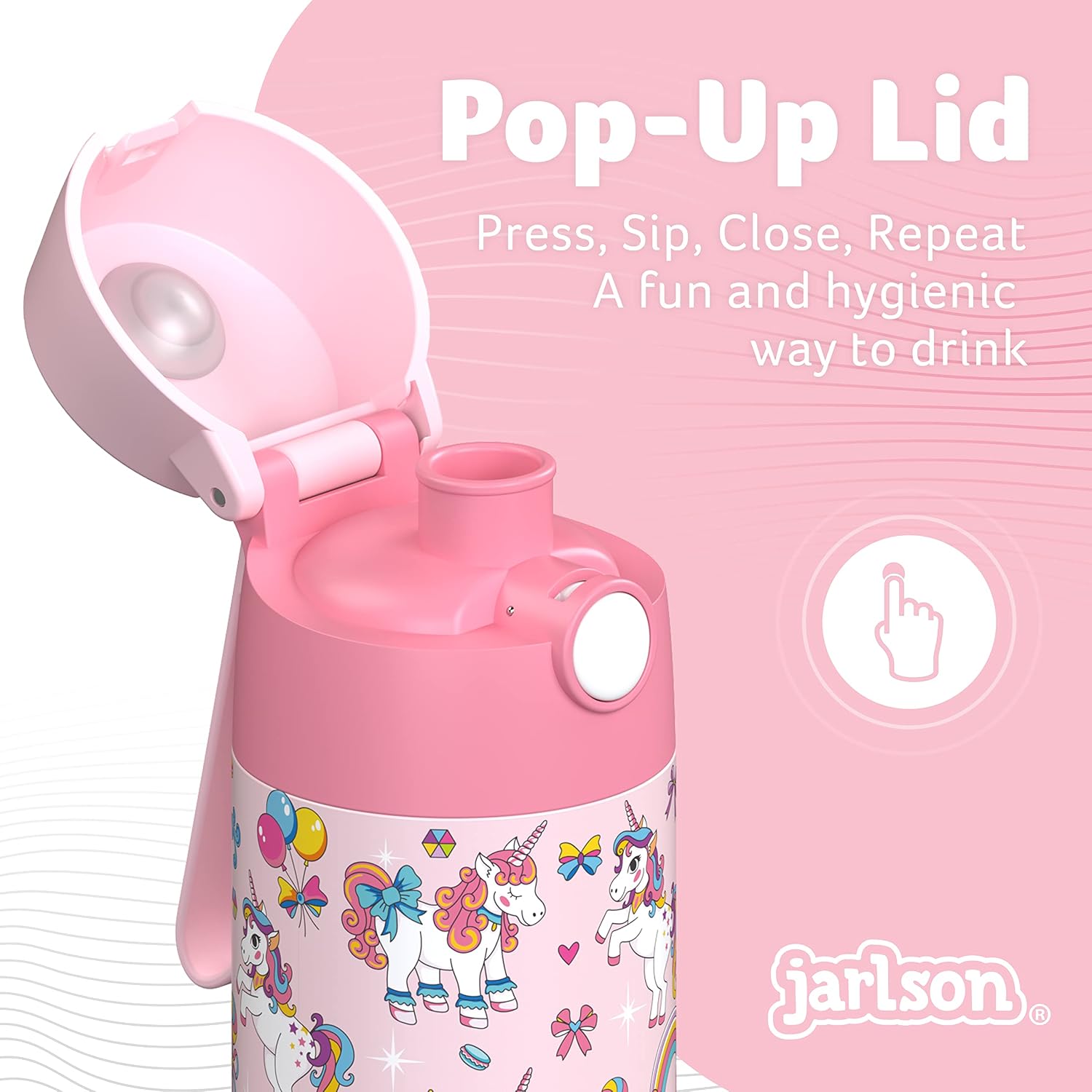 Detalle de JARLSON Borraccia Termica Bambini 500ml MALI Unicorno – Acciaio Inox 304, Senza BPA