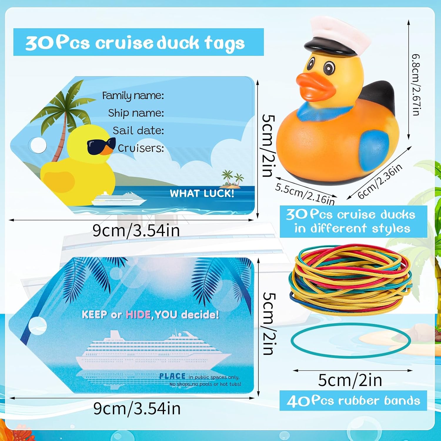 Detalle 2 de 100Pcs Cruise Ducks Tag Kit 🦆