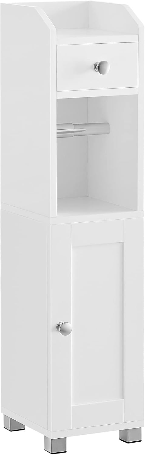 Detalle de VASAGLE B34BBC846P31 Bathroom Cabinet, White, Adjustable Shelf