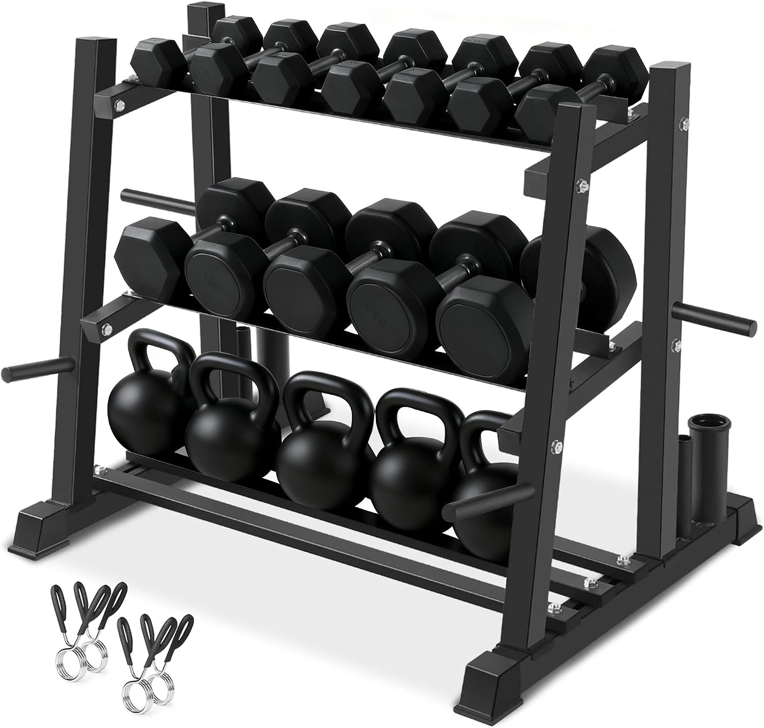 Detalle de Bongkim HG-1 Adjustable Dumbbell Rack, Alloy Steel, 3-Tier, 498.95 kg Capacity