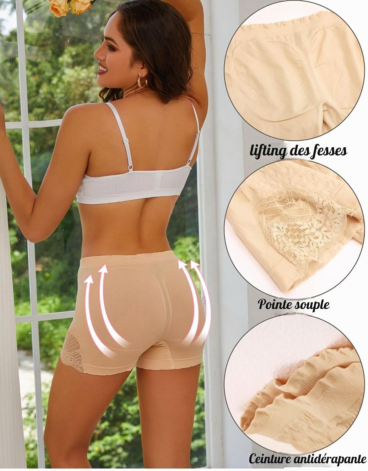 Detalle de FINETOO set van 4 push-up slips voor dames, zacht en ademend, maat S-XL