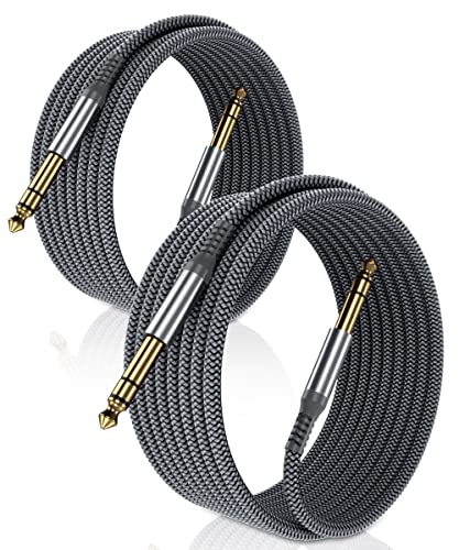 Detalle de Elebase 1/4 Inch TRS Instrument Cable 10FT (2 Pack) — 6.35mm Male Guitar Cord, 3M