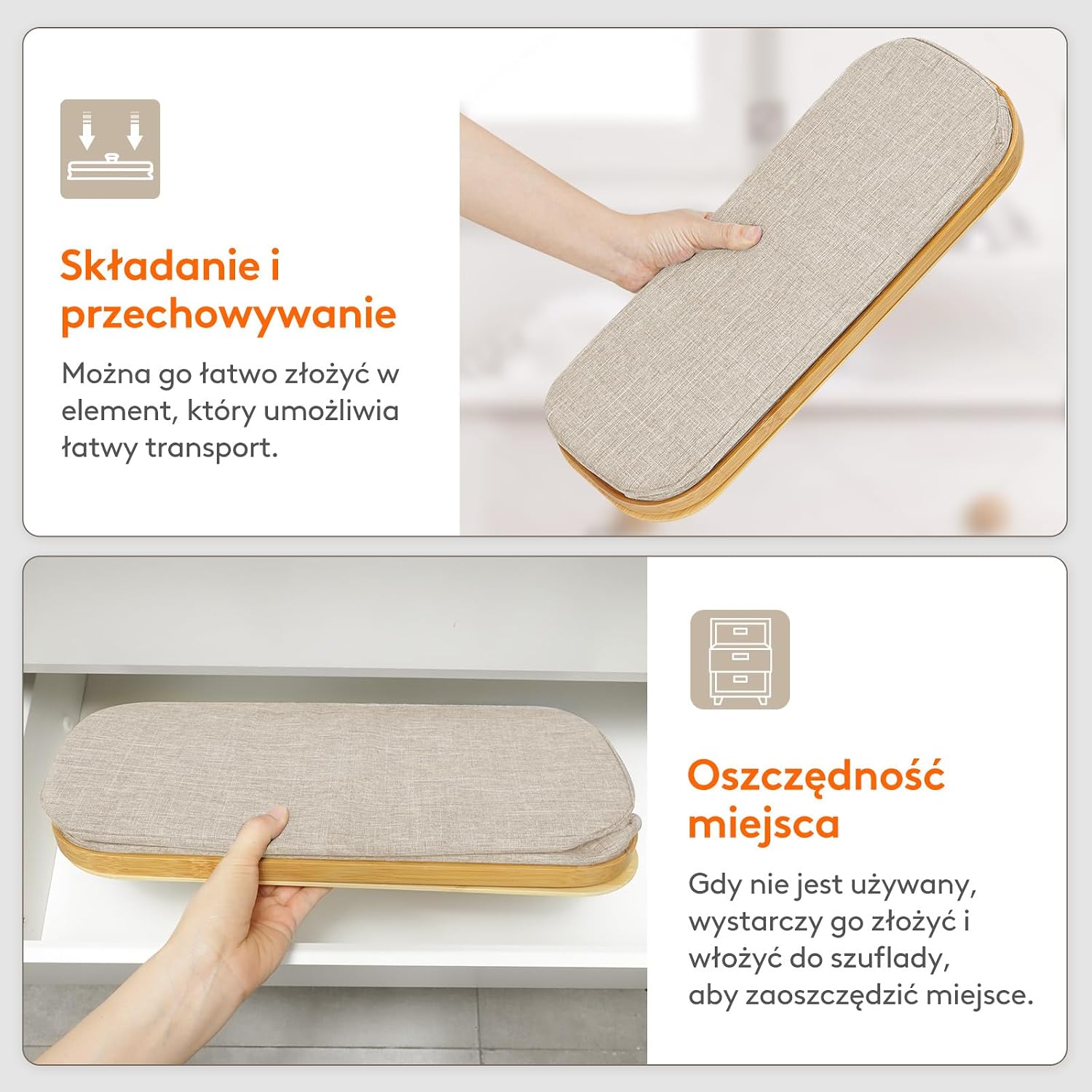 Detalle 2 de Lifewit 23225 – beżowy pojemnik na papier toaletowy 30 l z bambusową pokrywą
