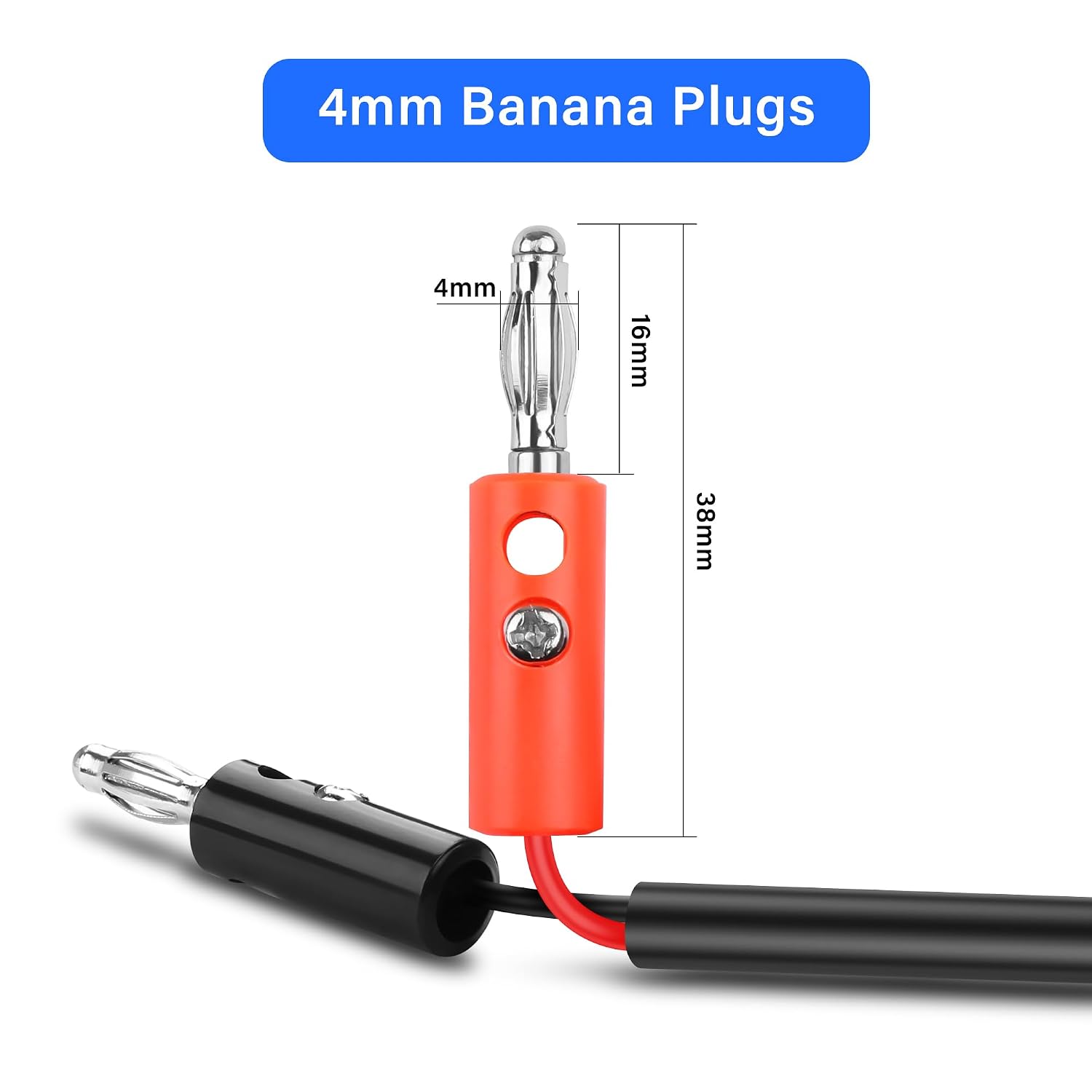 Detalle de Banana plug cable 18AWG 0.5M 2 pack