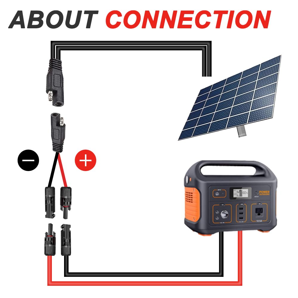 Detalle 2 de Xiatiaosann 10AWG Solar Panel Cable to SAE Connector (2 Pack, 50cm) – 600V, 50A PV Extension Wire