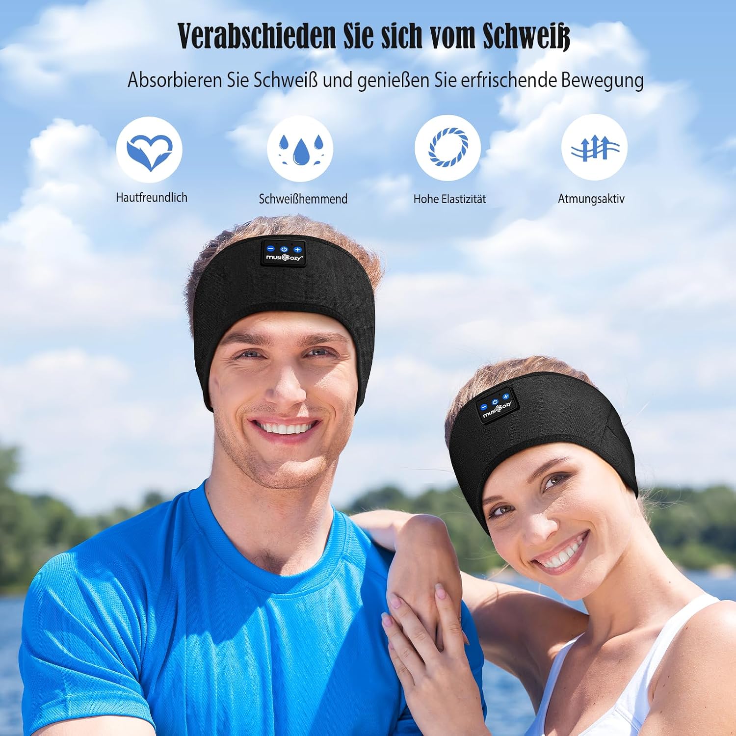 Detalle 2 de MUSICOZY Schlafkopfhörer Stirnband Bluetooth für Seitenschläfer