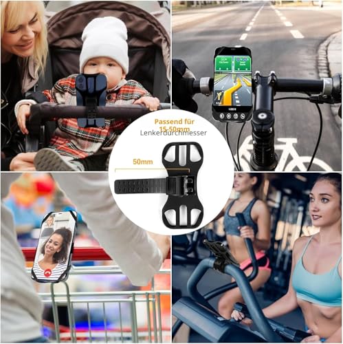 Detalle 2 de Rouclo Uchwyt na telefon pentru vélo – support universel avec amortissement, 360° rotation (Noir, 4)