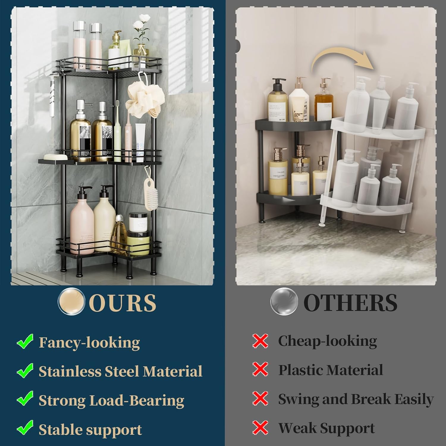 Detalle 2 de Consumest Corner Shower Caddy 3-Tier Organizer