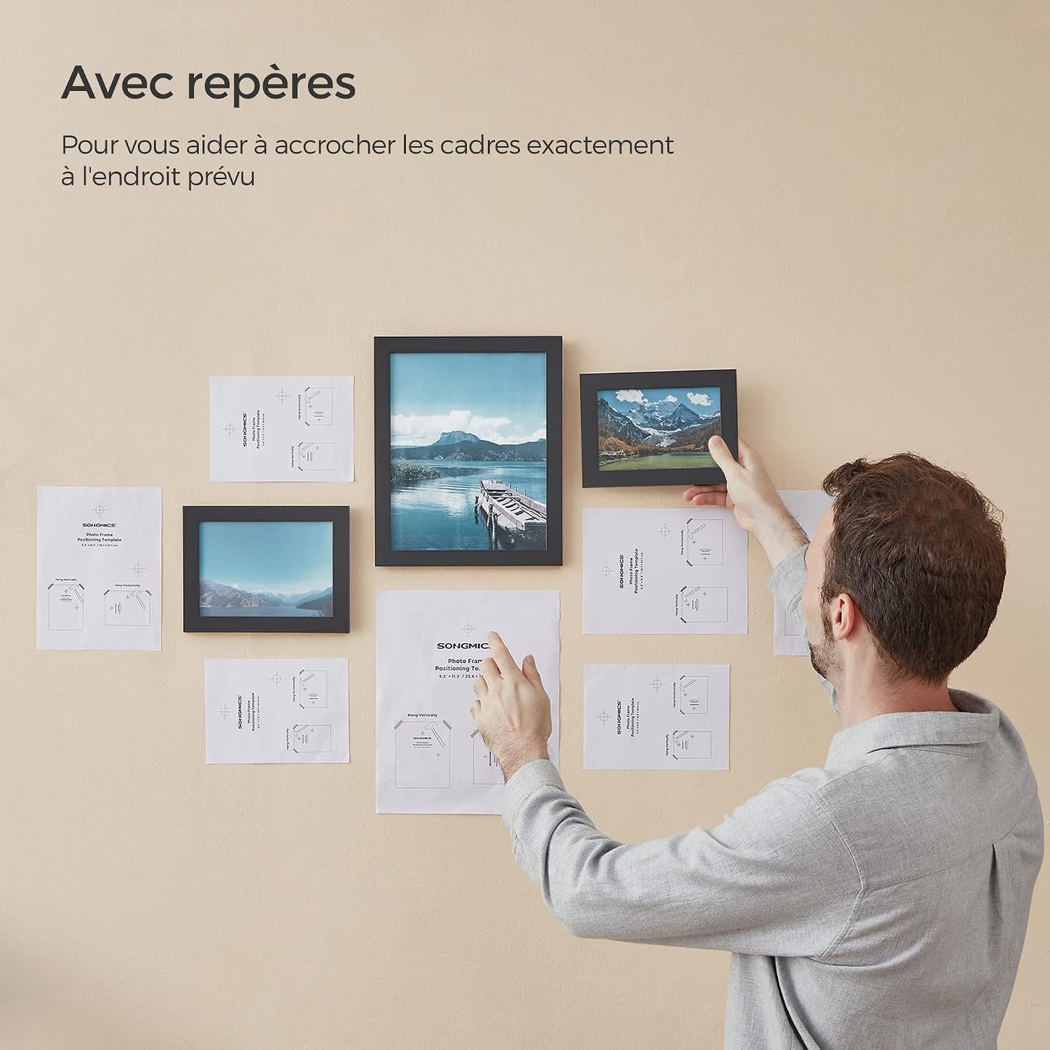 Thumbnail 6 de SONGMICS cadres photo noir d’encre RPF310H – lot de 10 (20 x 25 cm, 13 x 18 cm, 10 x 15 cm) en MDF