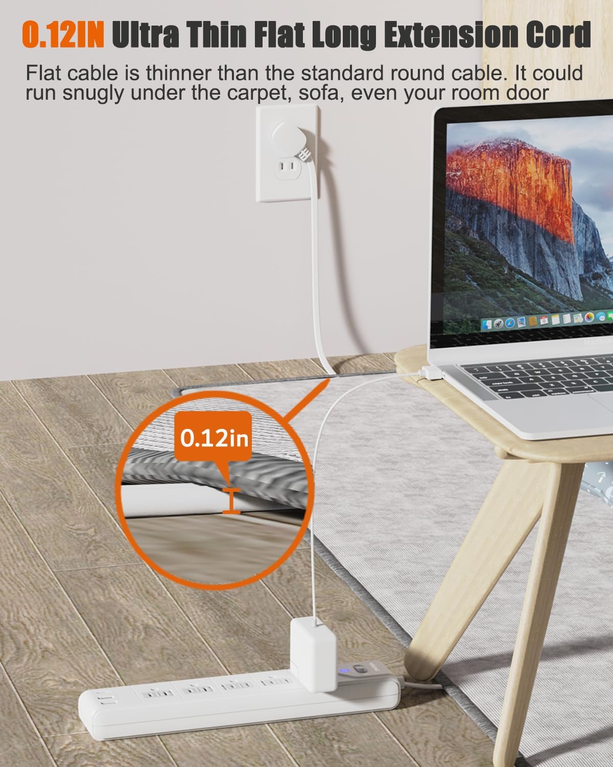 Detalle 2 de WRXDMC 2 Prong to 3 Prong Outlet Adapter with 5ft Cord and 1680J Surge Protection