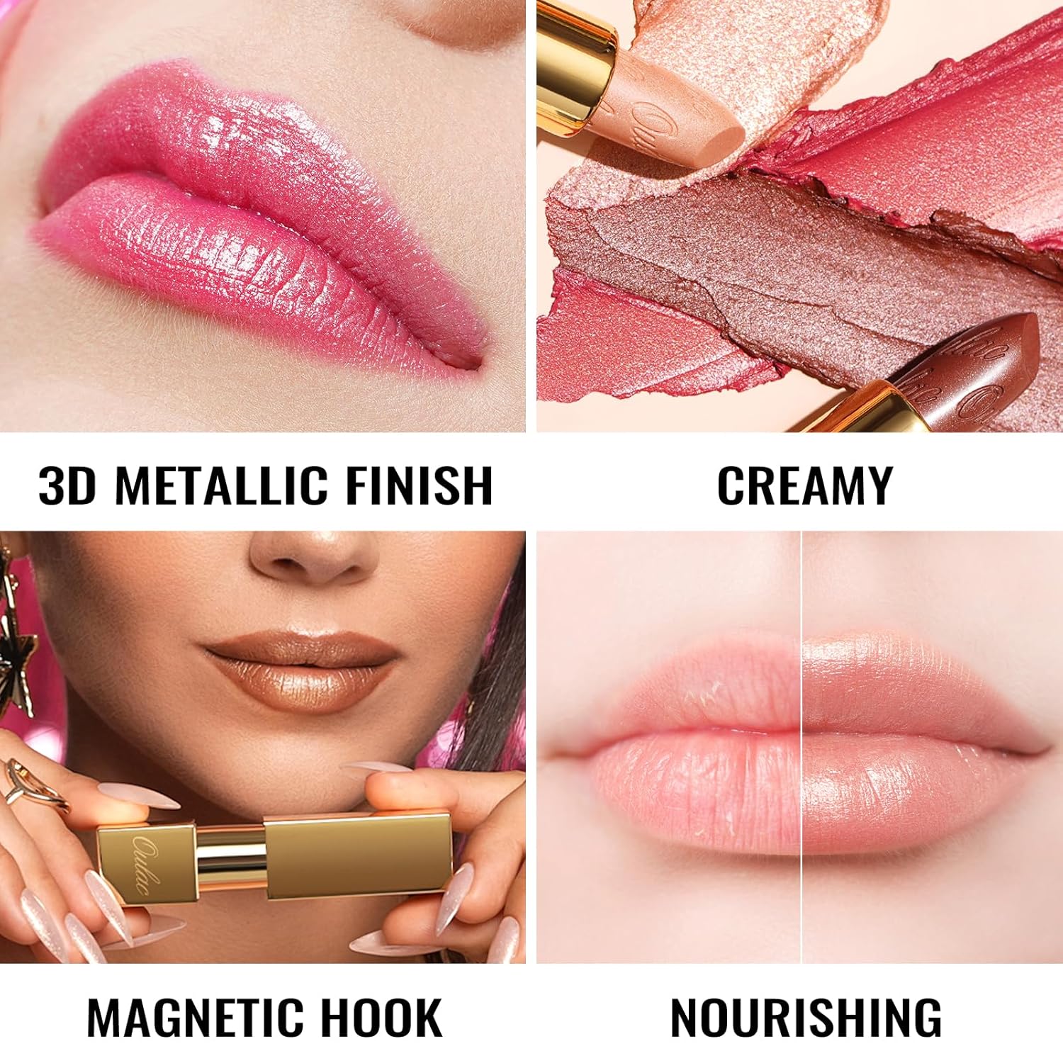 Thumbnail 1 de Oulac Pink Lipstick (Velocity 15) with Metallic 3D Shine