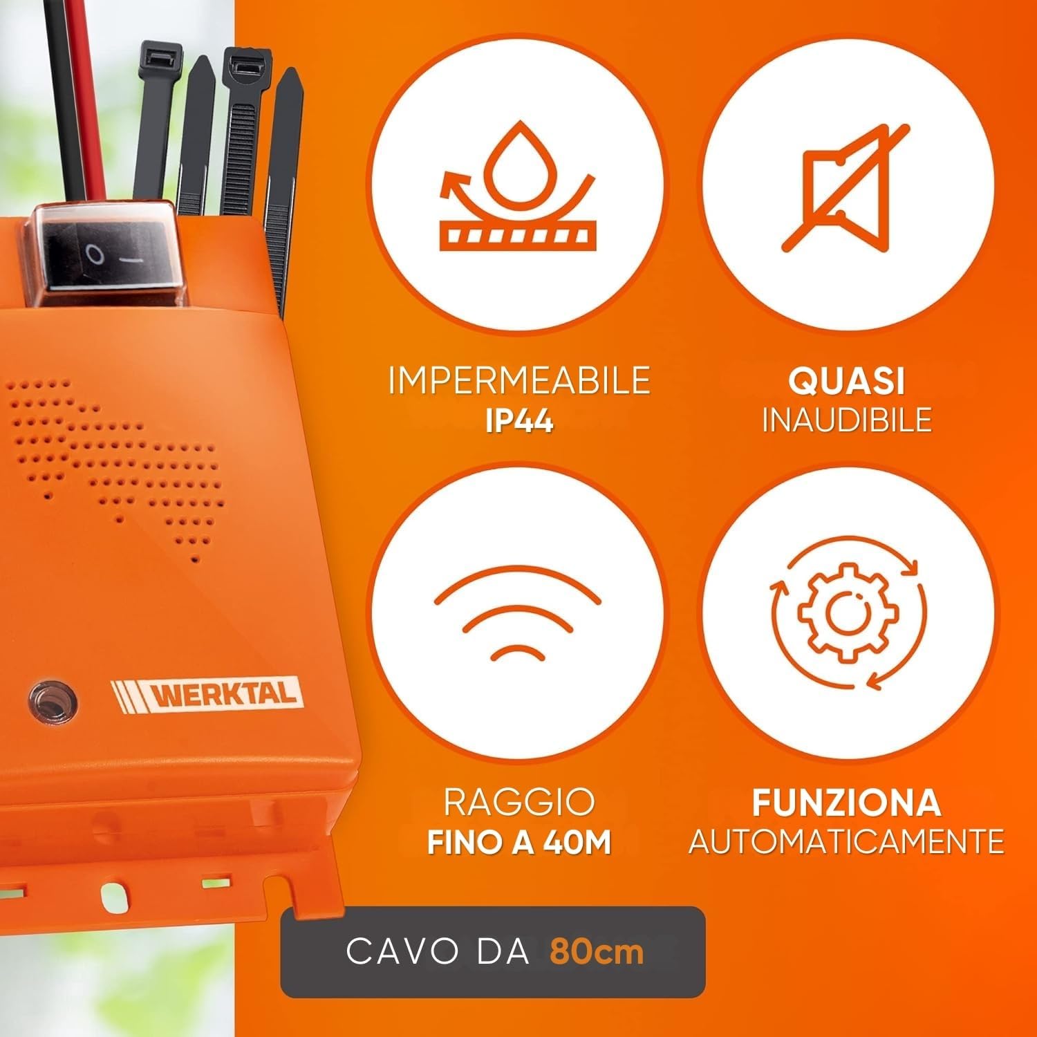 Thumbnail 4 de WERKTAL Dissuasore per Martore Auto – Protezione anti-martora a ultrasuoni e luce lampeggiante, alimentato dalla batteria dell’auto