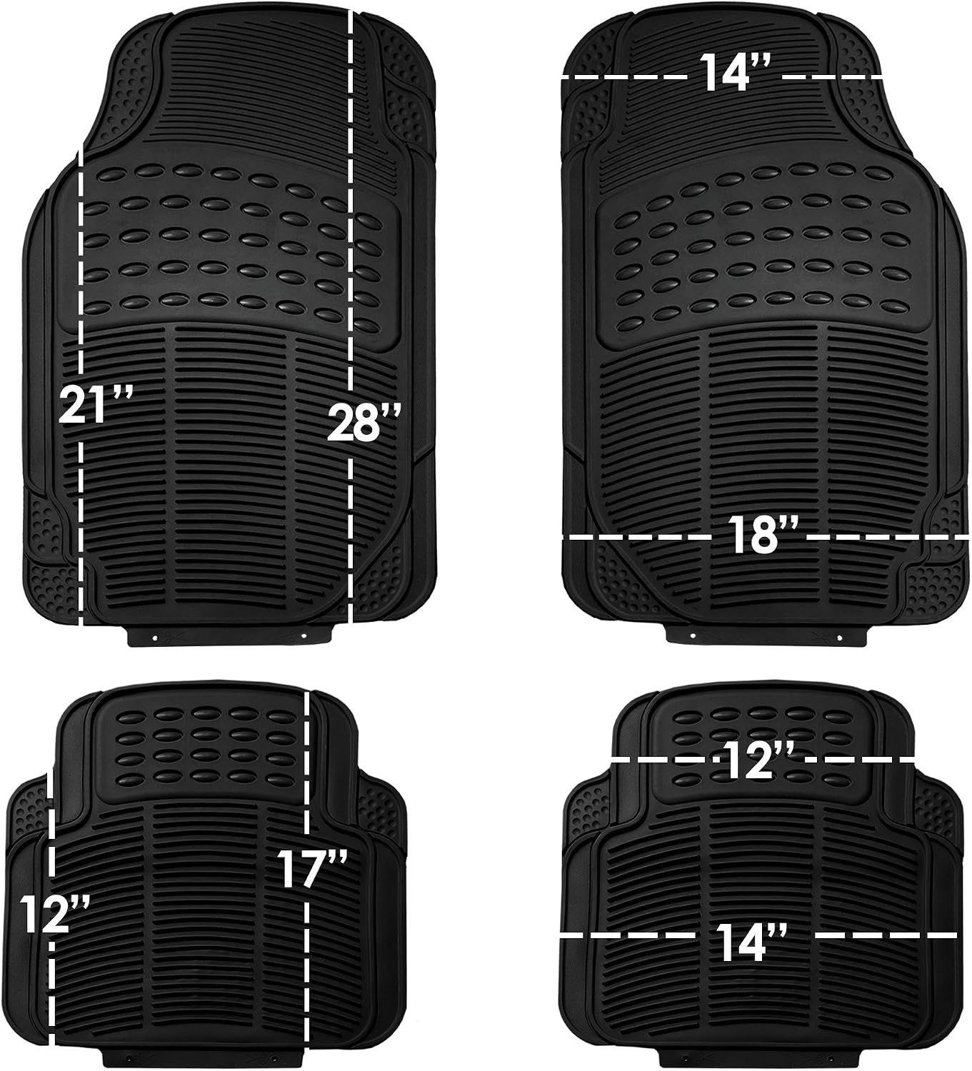 Detalle de FH Group Rubber Car Floor Mats Universal Fit
