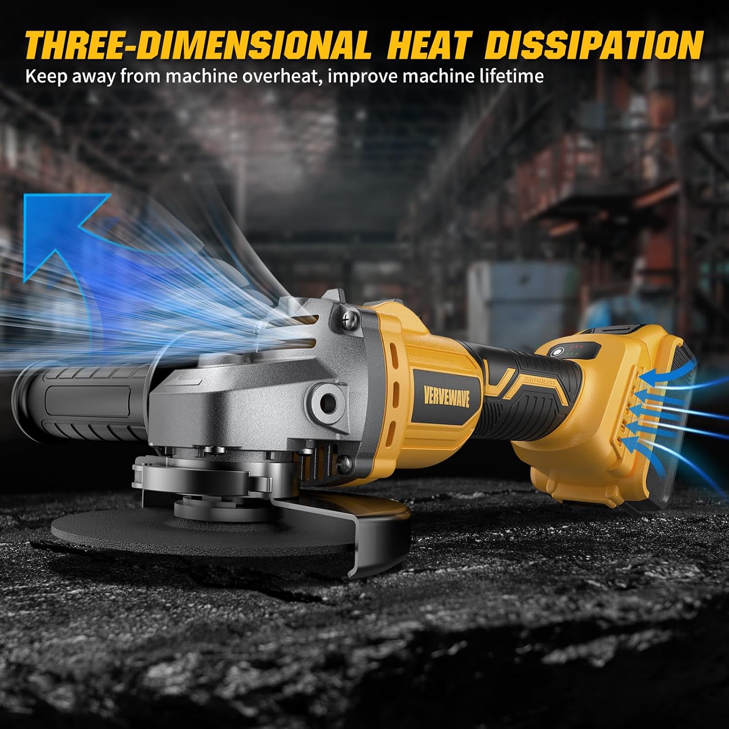 Detalle 2 de VERVEWAVE Cordless Angle Grinder, 4-1/2-Inch
