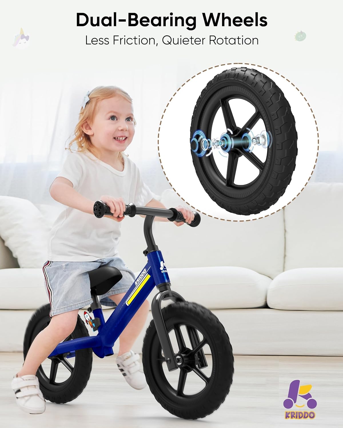Thumbnail 1 de KRIDDO Toddler Balance Bike for 2–5 Years: Adjustable, All-Terrain Fun with Custom Plates