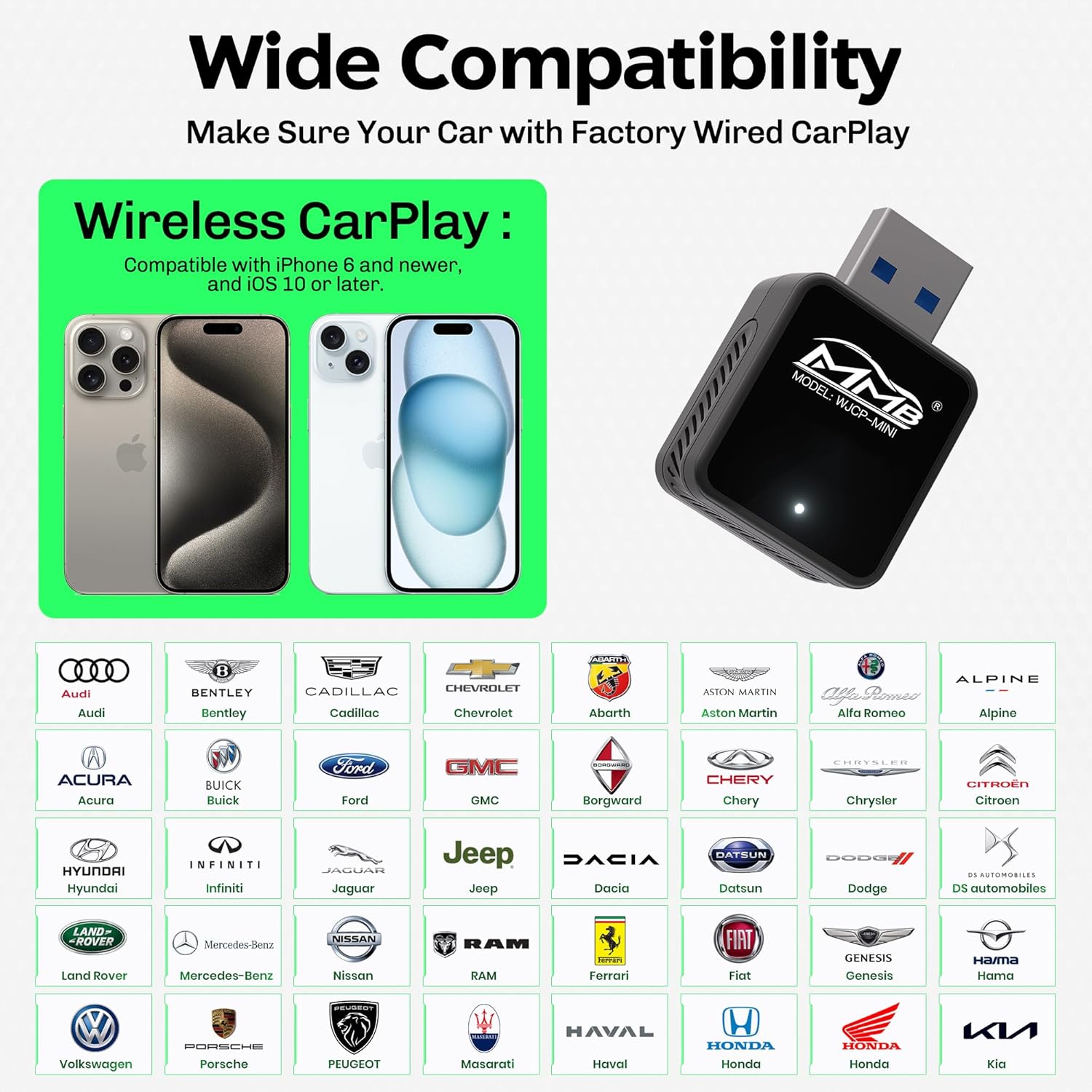 Thumbnail 6 de MMB CP-Ultra 2026 Wireless CarPlay Adapter (Wi‑Fi 6 + Bluetooth 5.4, Plug & Play)