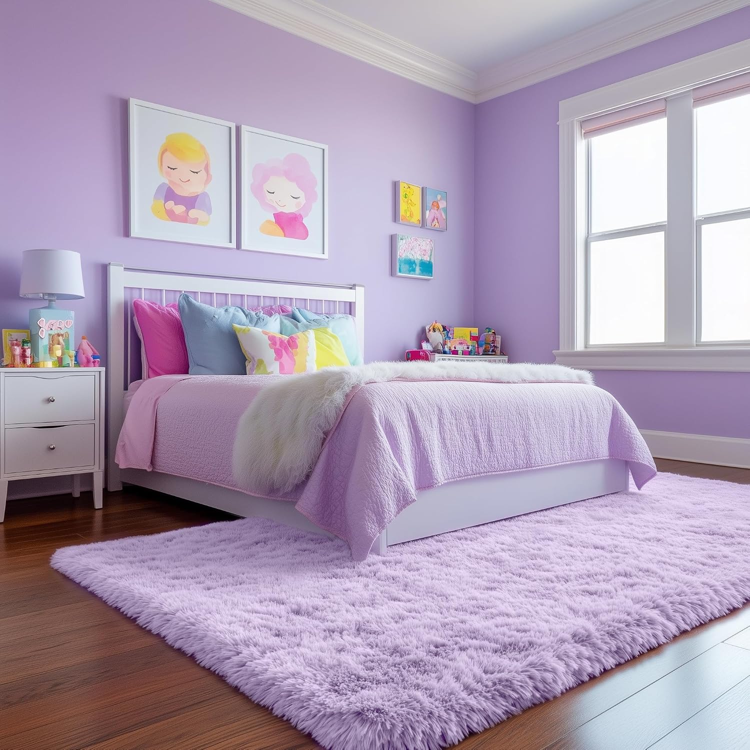Detalle 2 de PAGISOFE A580 5' x 8' Purple High-Pile Polyester Area Rug