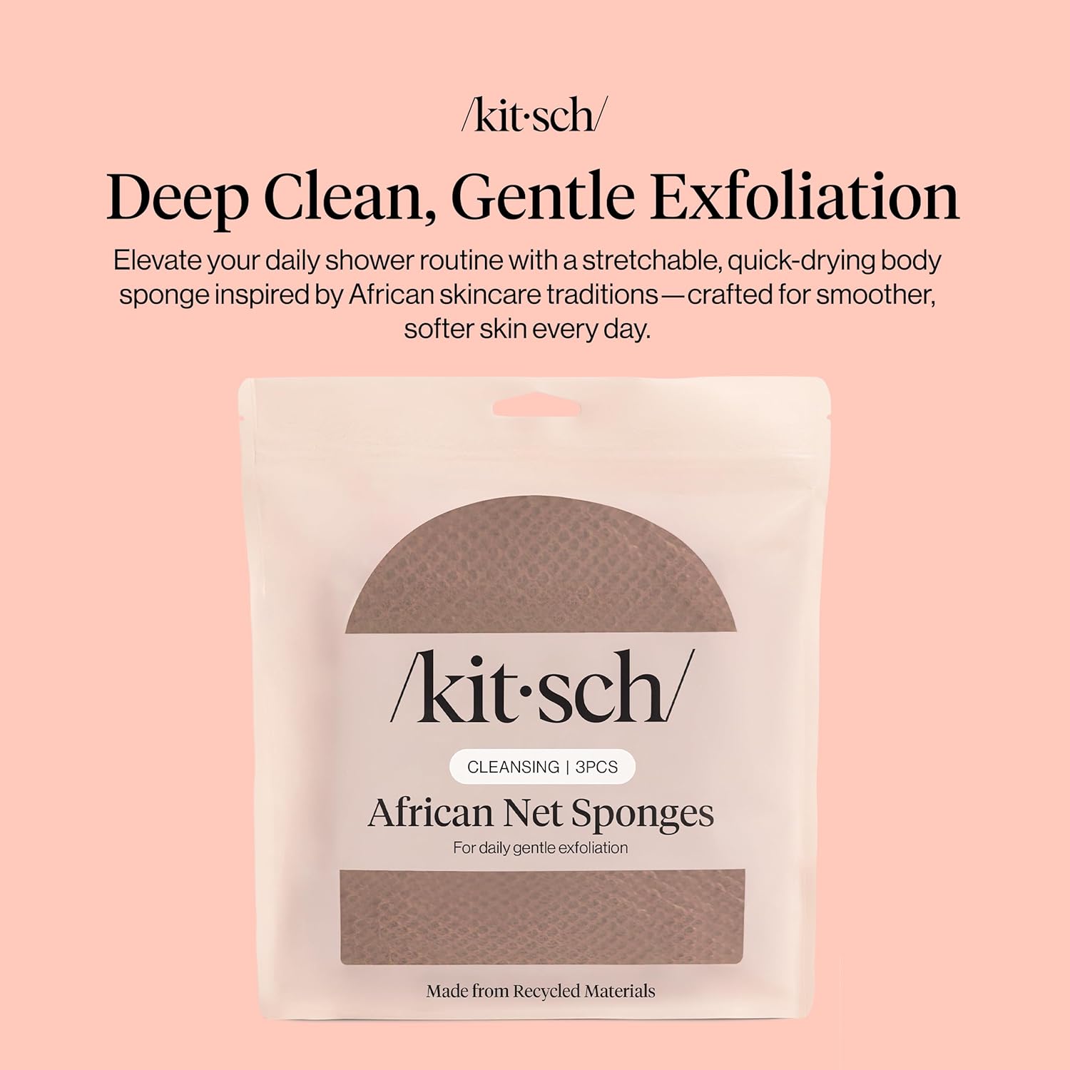 Detalle 2 de Kitsch African Net Sponge 3-pack exfoliating body scrubber