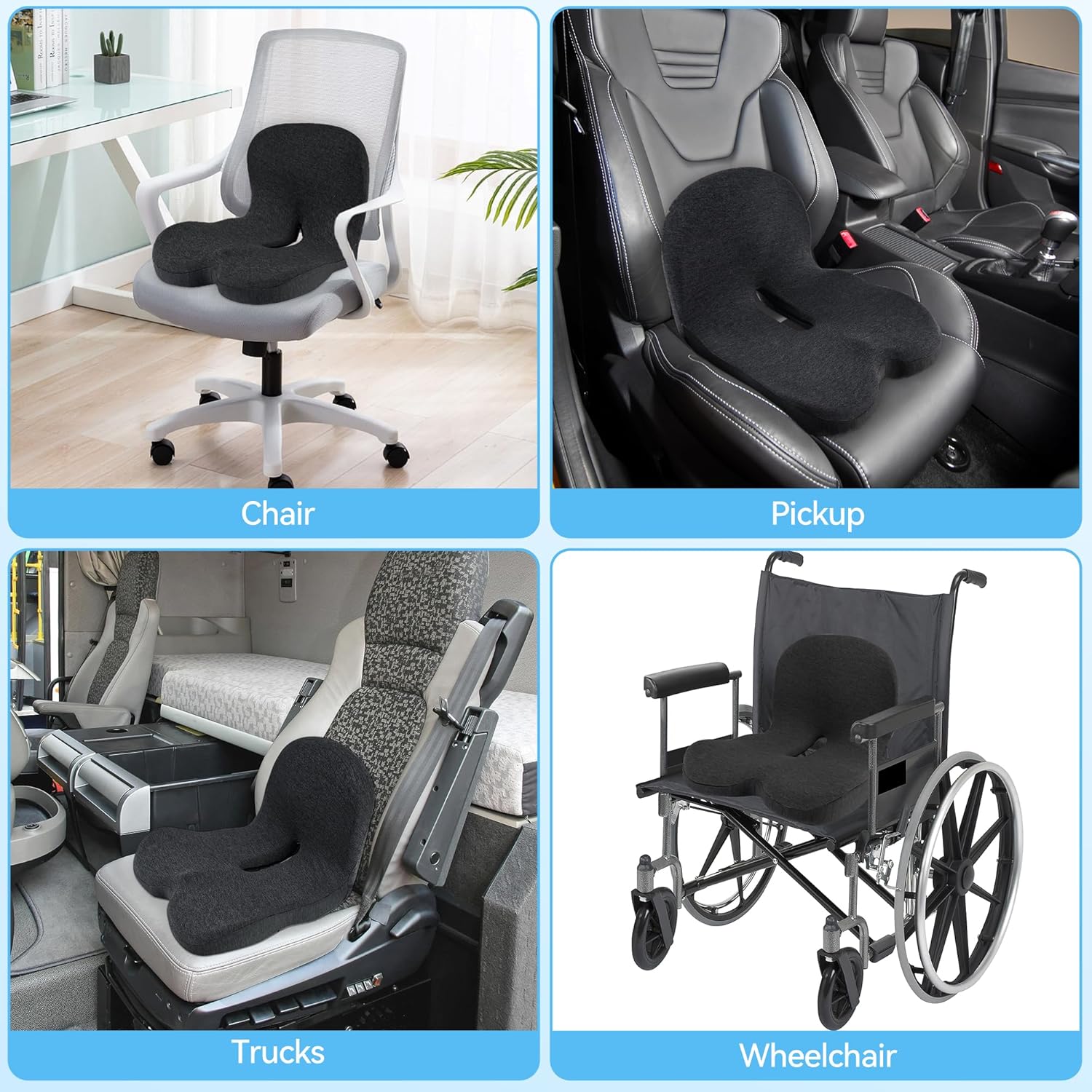 Thumbnail 6 de jpinlr Truck Driver Seat Cushion (Memory Foam, L-Shaped Ergonomic Support) for Office Chairs and Long Sitting