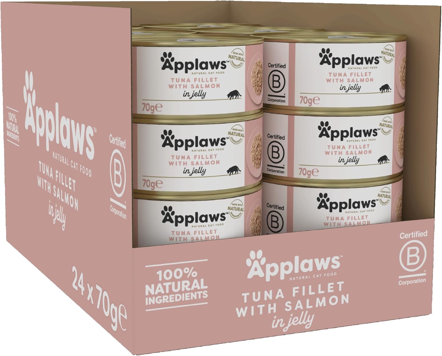 Detalle de Applaws Cat Tin 1x(24x70g) Tuna Fillet with Salmon in Jelly – gusto naturale per gatti
