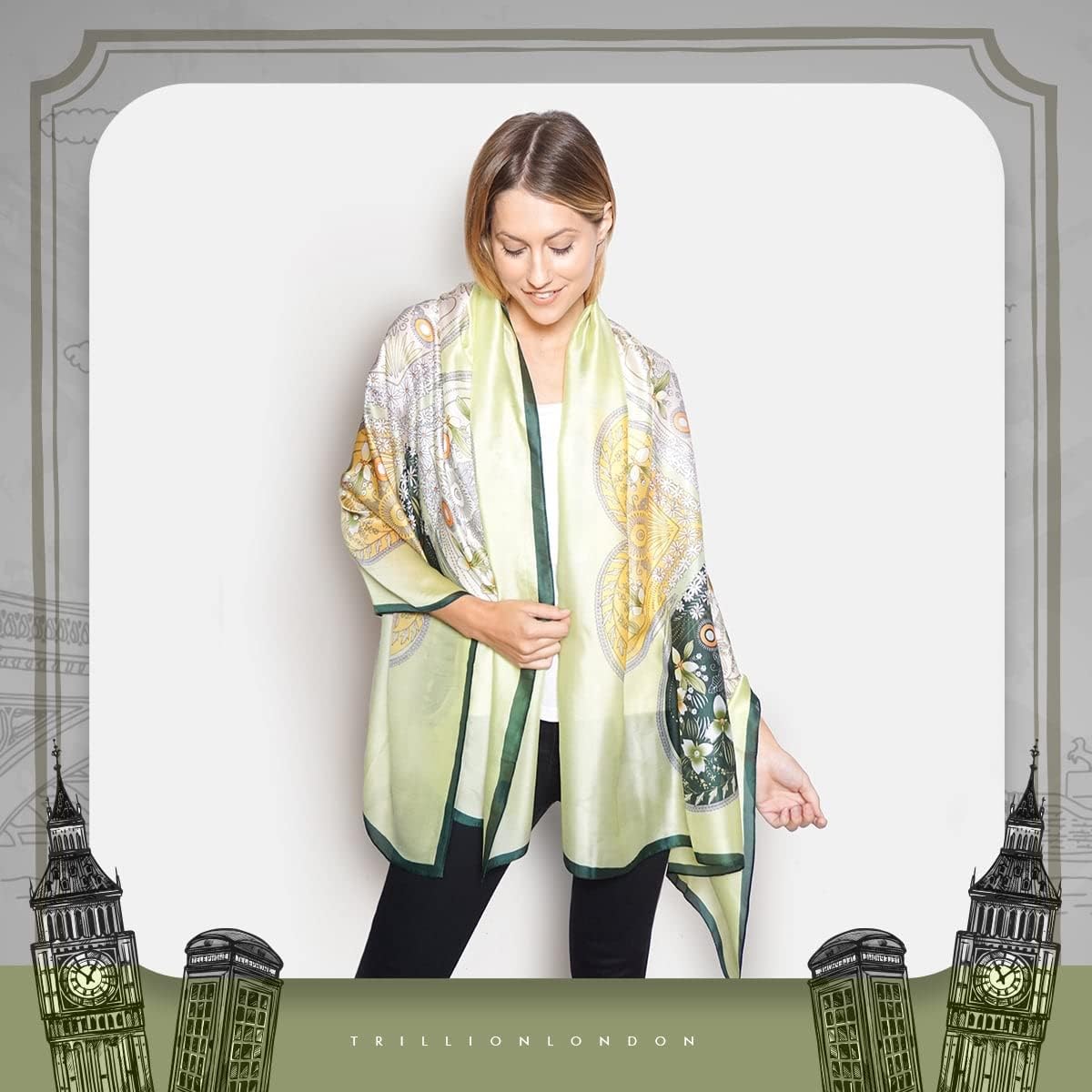 Thumbnail 6 de Trillion London Spring Collection Silk Scarf – Lightweight, Designer Silk for Everyday Style