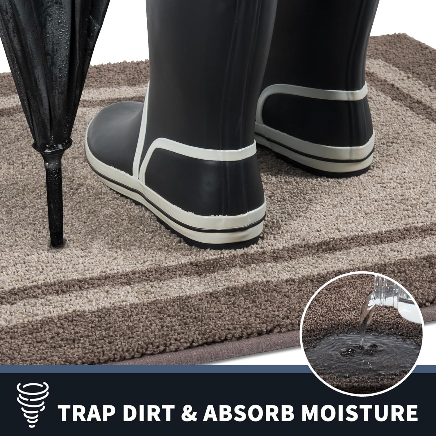 Detalle de PURRUGS Dirt Trapping Door Mat 32" x 48" – Non-Slip, Machine Washable, Beige & Grayish Brown