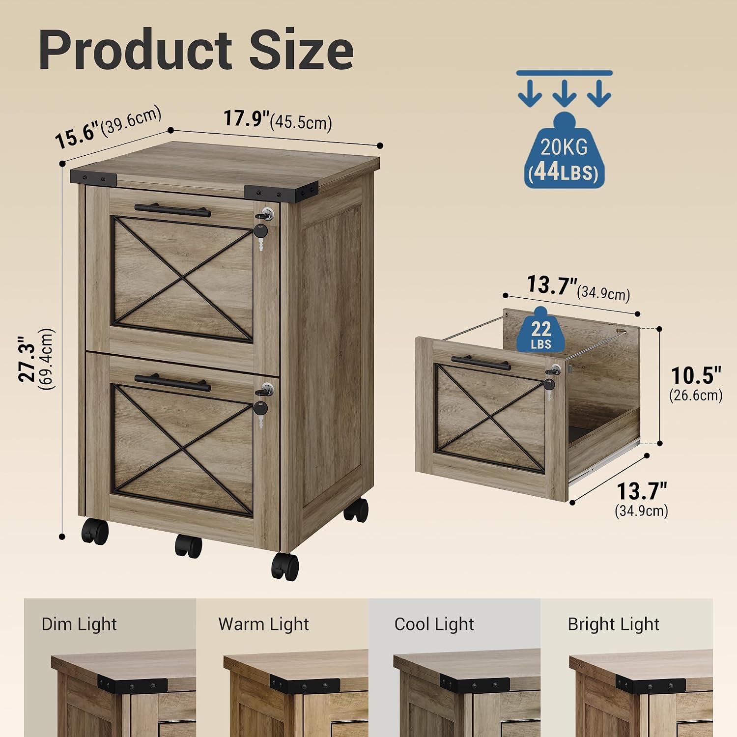 Thumbnail 2 de DEVAISE Rolling File Cabinet with 2 Drawers