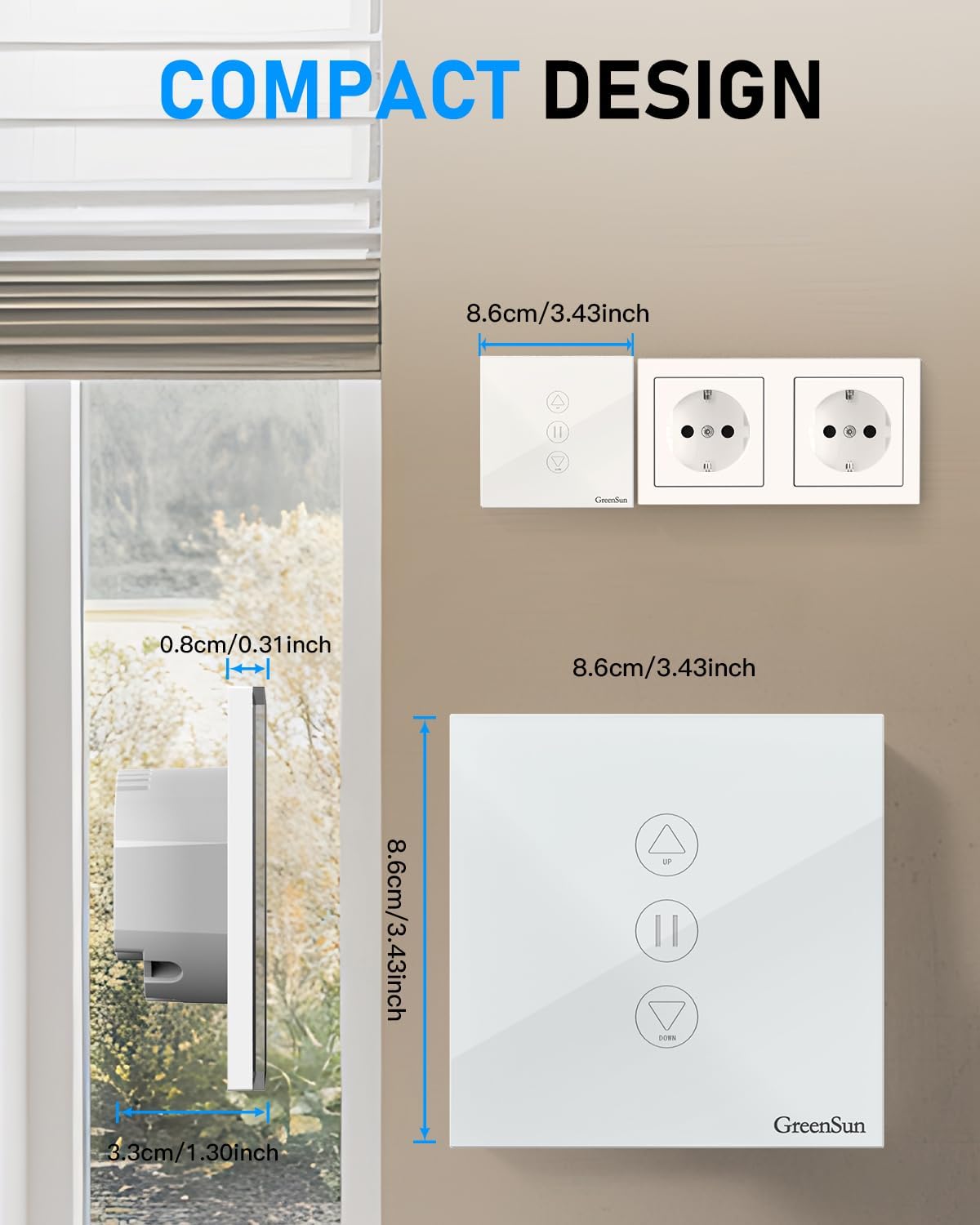 Thumbnail 1 de GreenSun Interrupteur volet roulant connecté 4 pièces 🎛