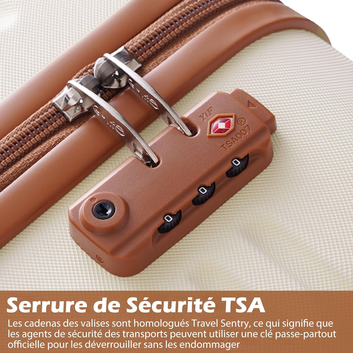 Detalle 2 de Coolife Valise 3 Pièces – Ensemble rigide ABS avec TSA, Roues 360° et Sac à Dos (Gris/Rose) – Moyenne
