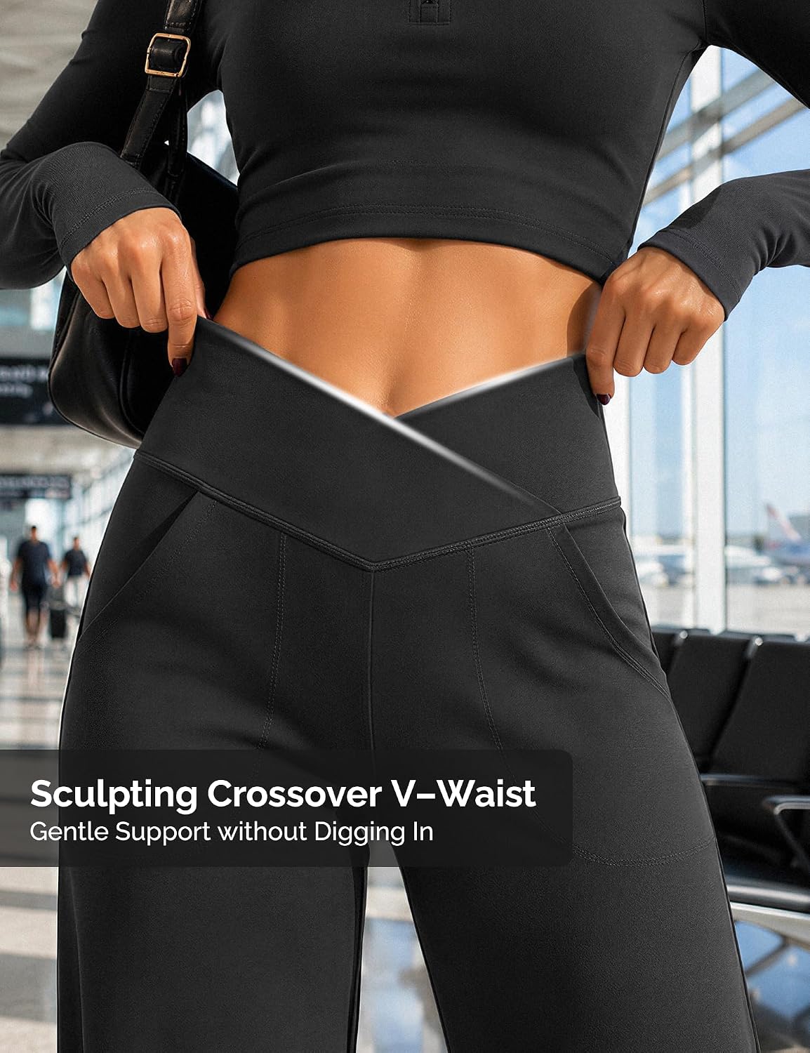 Detalle de Yogaration Wide Leg Yoga Pants for Women, Crossover High Waisted – 29/31/33 Inch Inseams