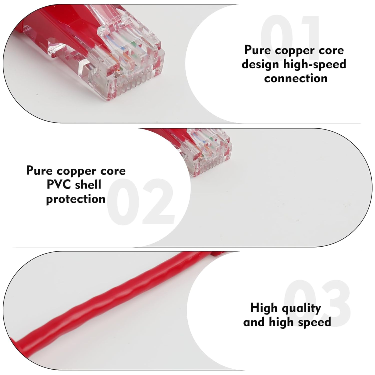 Thumbnail 2 de FunWorth Short Cat6 Ethernet Patch Cable 0.5m – 5-Pack (Multicolour)