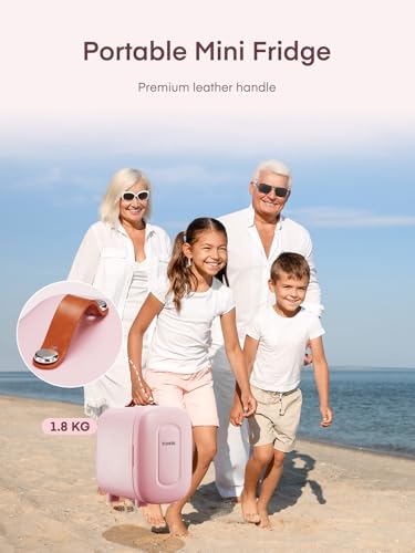 Detalle de FOHERE 5L Mini Fridge: Portable Pink 5L Cooler/Warmer with AC/DC Power