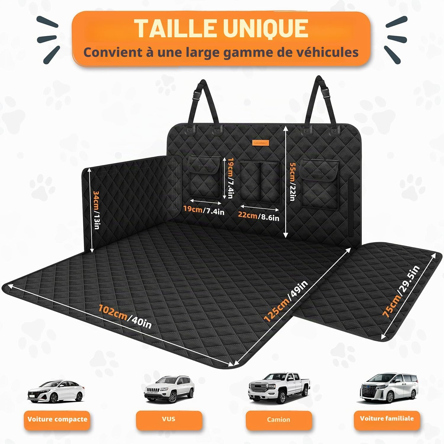 Thumbnail 5 de Looxmeer Protection Coffre Voiture Chien Universelle – Housse anti-dérapante 180x102 cm, 5 couches et protection latérale
