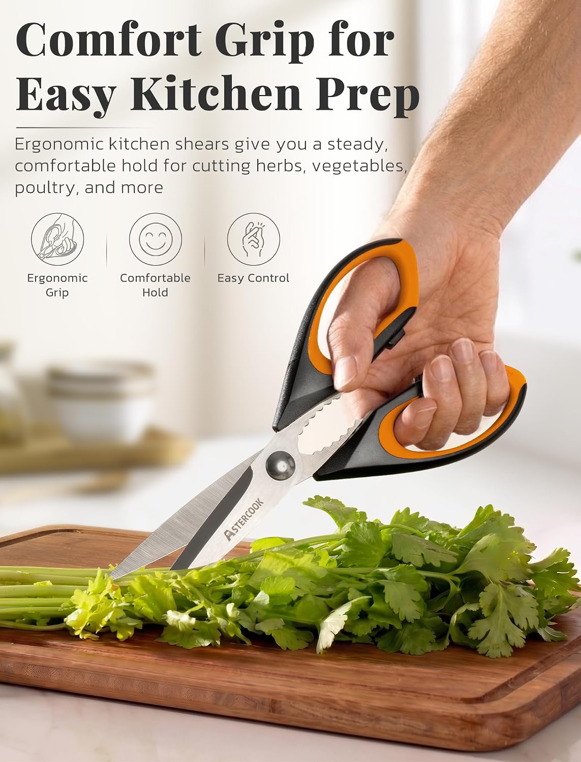 Detalle de Astercook Kitchen Scissors All Purpose Heavy Duty (3-Pack) – Stainless Steel Shears with Serrated Blade