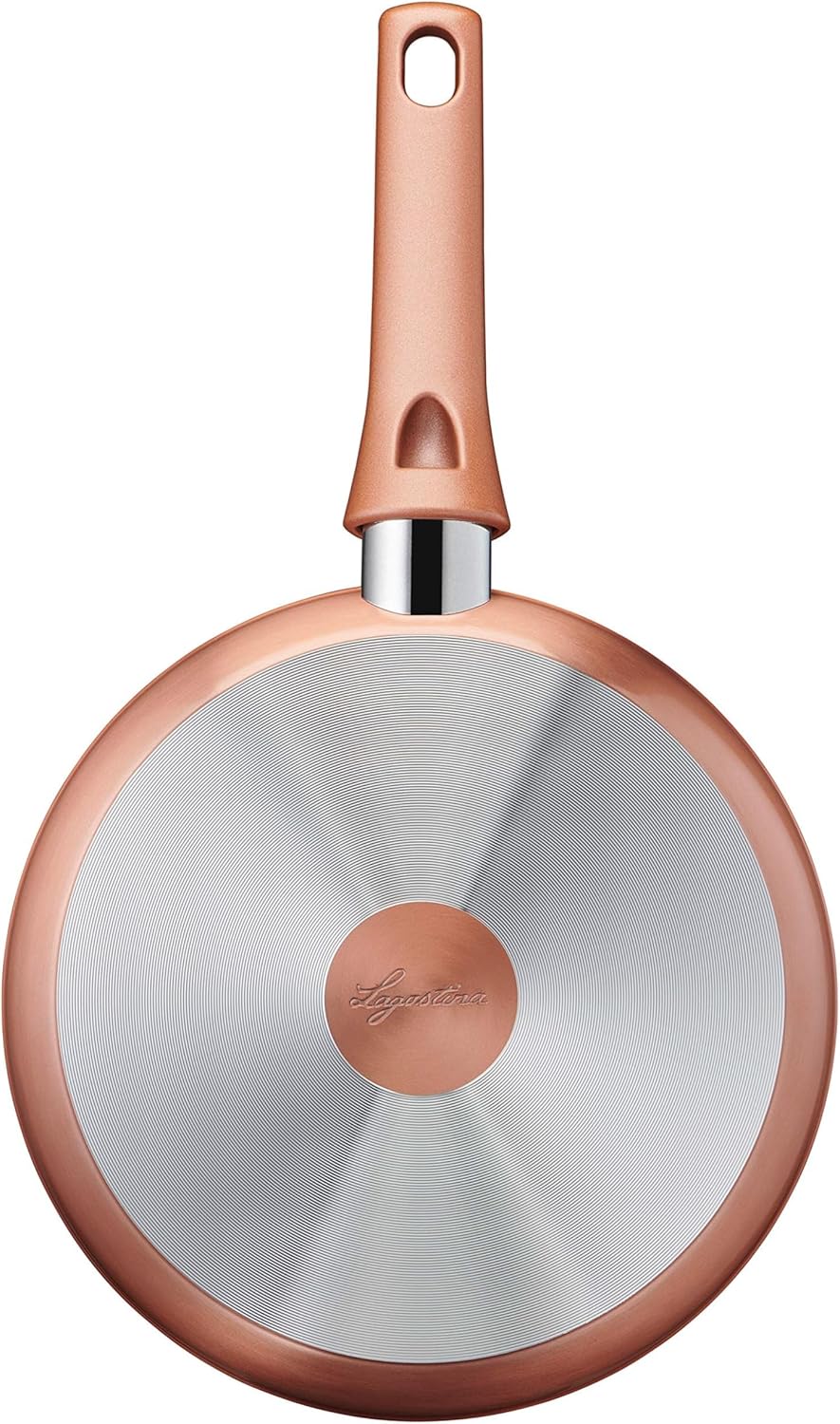 Detalle de Lagostina Padella Antiaderente in Alluminio Ø 30 cm con Esterno Effetto Rame – Thermo-Signal e Manico Bakelite
