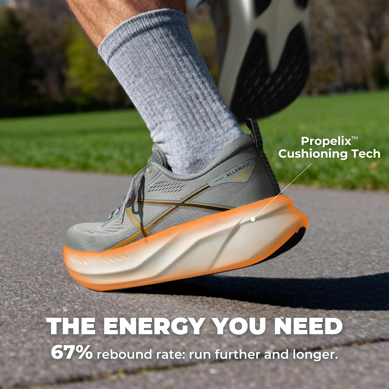 Detalle de ALLSWIFIT Men’s Road Running Shoes Cushion Tennis Shoes (Active5K) with Arch Support
